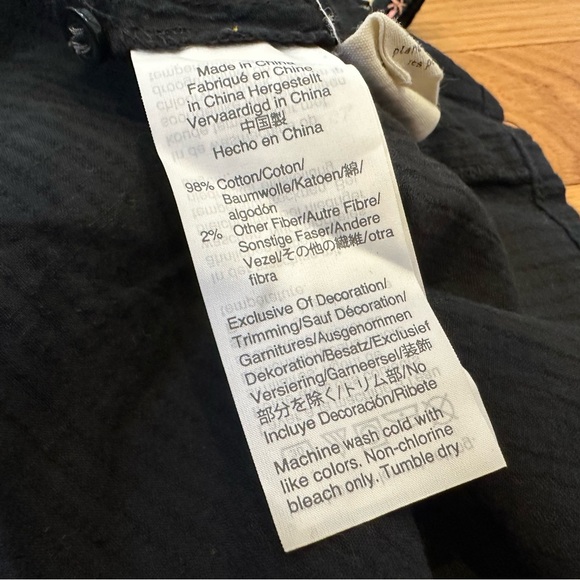 Madewell Black Embroidered Folk Blouse Size Medium - Picture 5 of 6